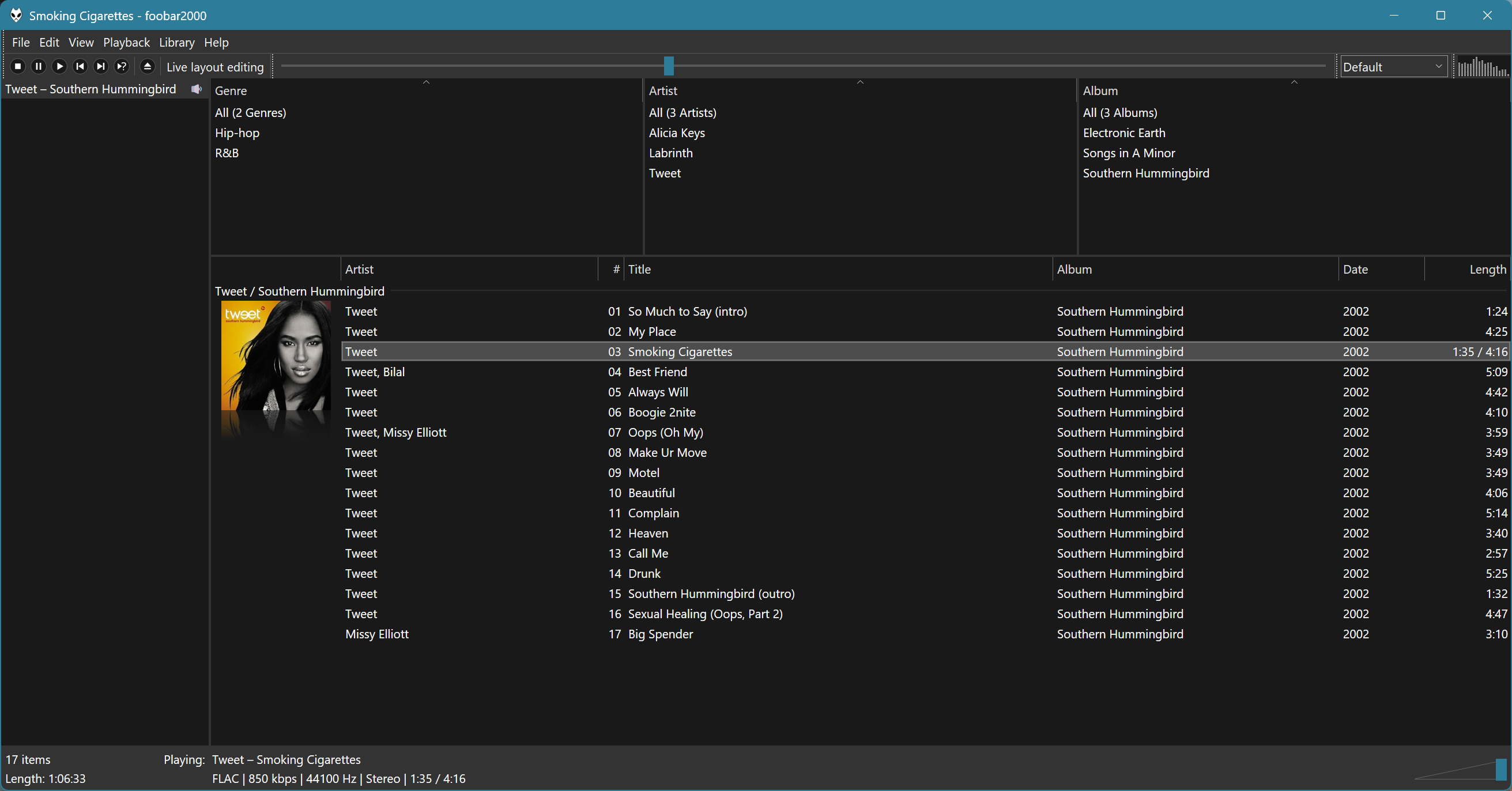 Columns UI in dark mode
